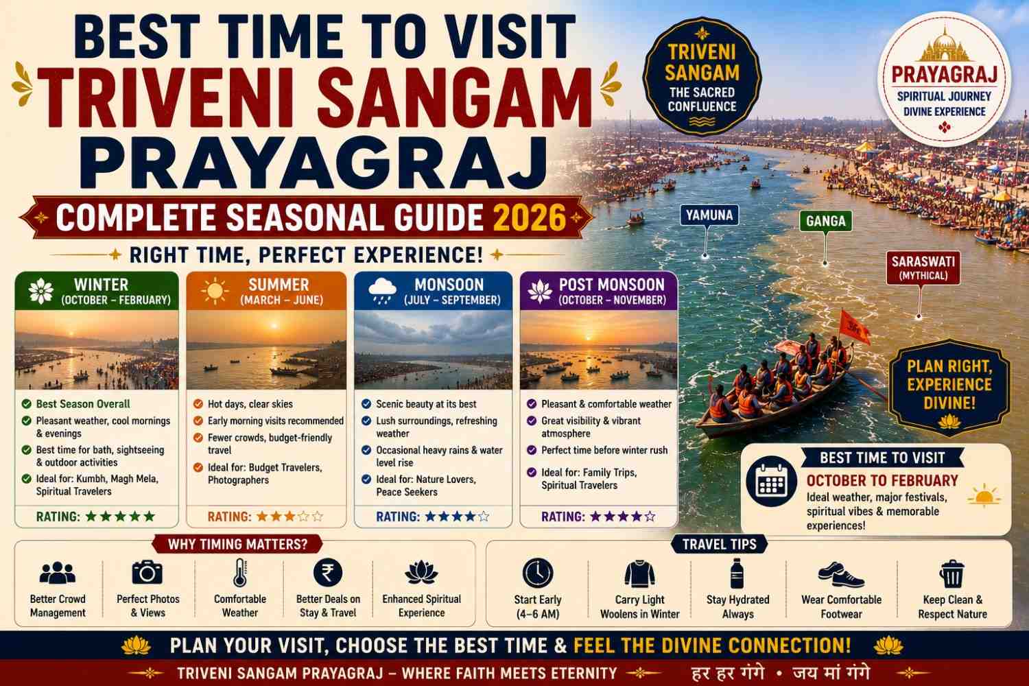 Best Time to Visit Triveni Sangam Prayagraj (Complete Seasonal Guide 2026)