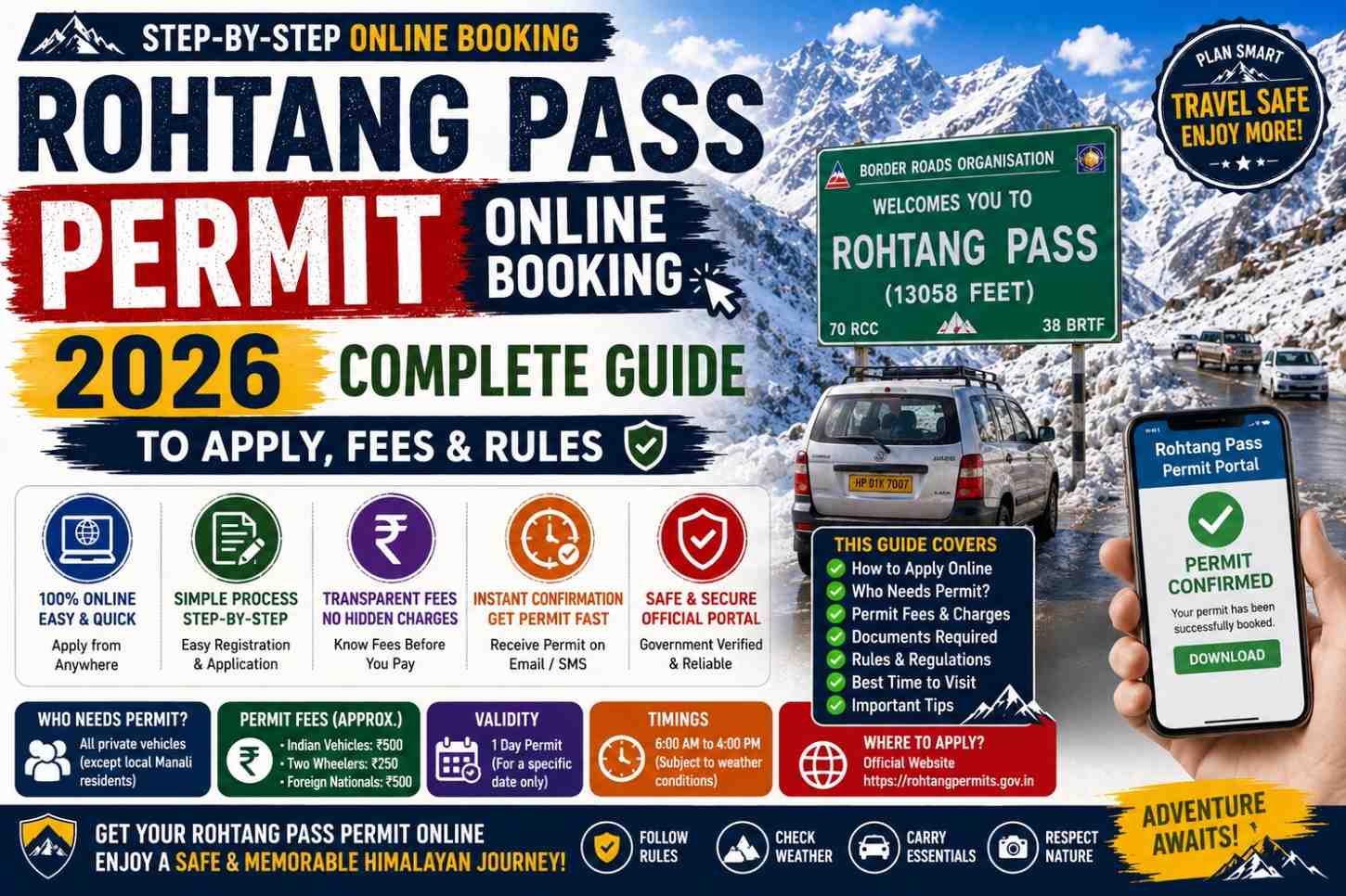 Rohtang Pass Permit Online Booking 2026 – Complete Guide to Apply, Fees & Rules