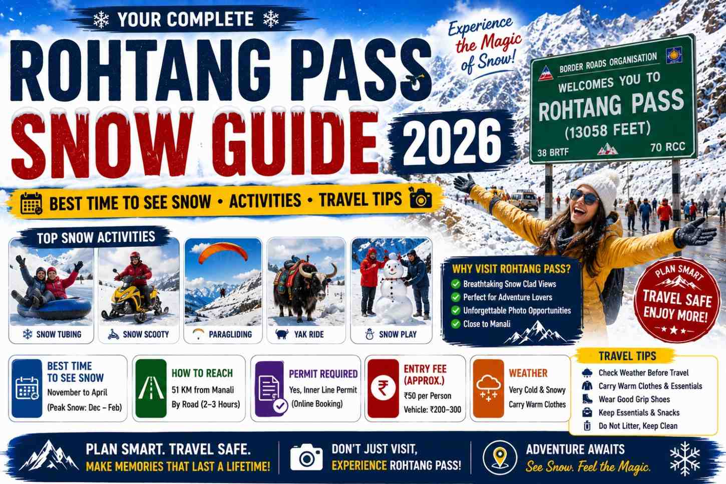 Rohtang Pass Snow Guide 2026 – Best Time to See Snow, Activities & Travel Tips
