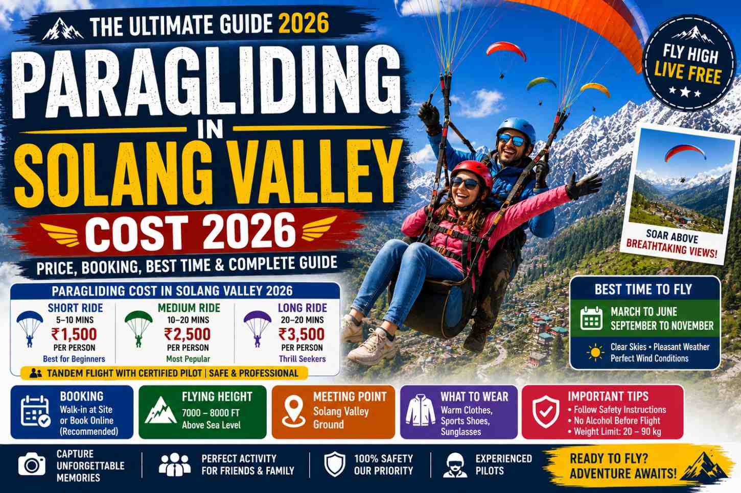 Paragliding in Solang Valley Cost 2026 – Price, Booking, Best Time & Complete Guide