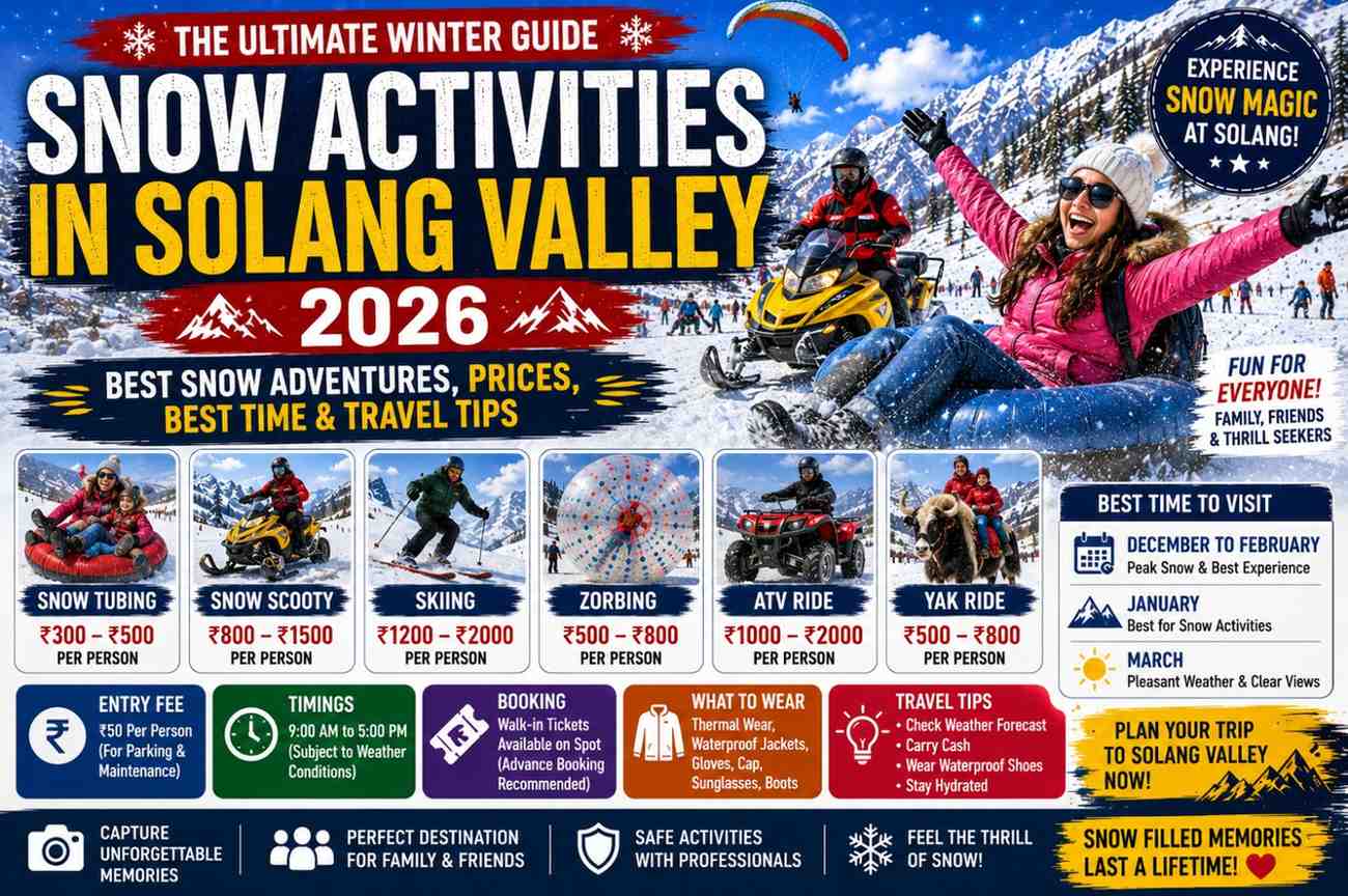 Snow Activities in Solang Valley 2026 – Best Snow Adventures, Prices, Best Time & Travel Tips