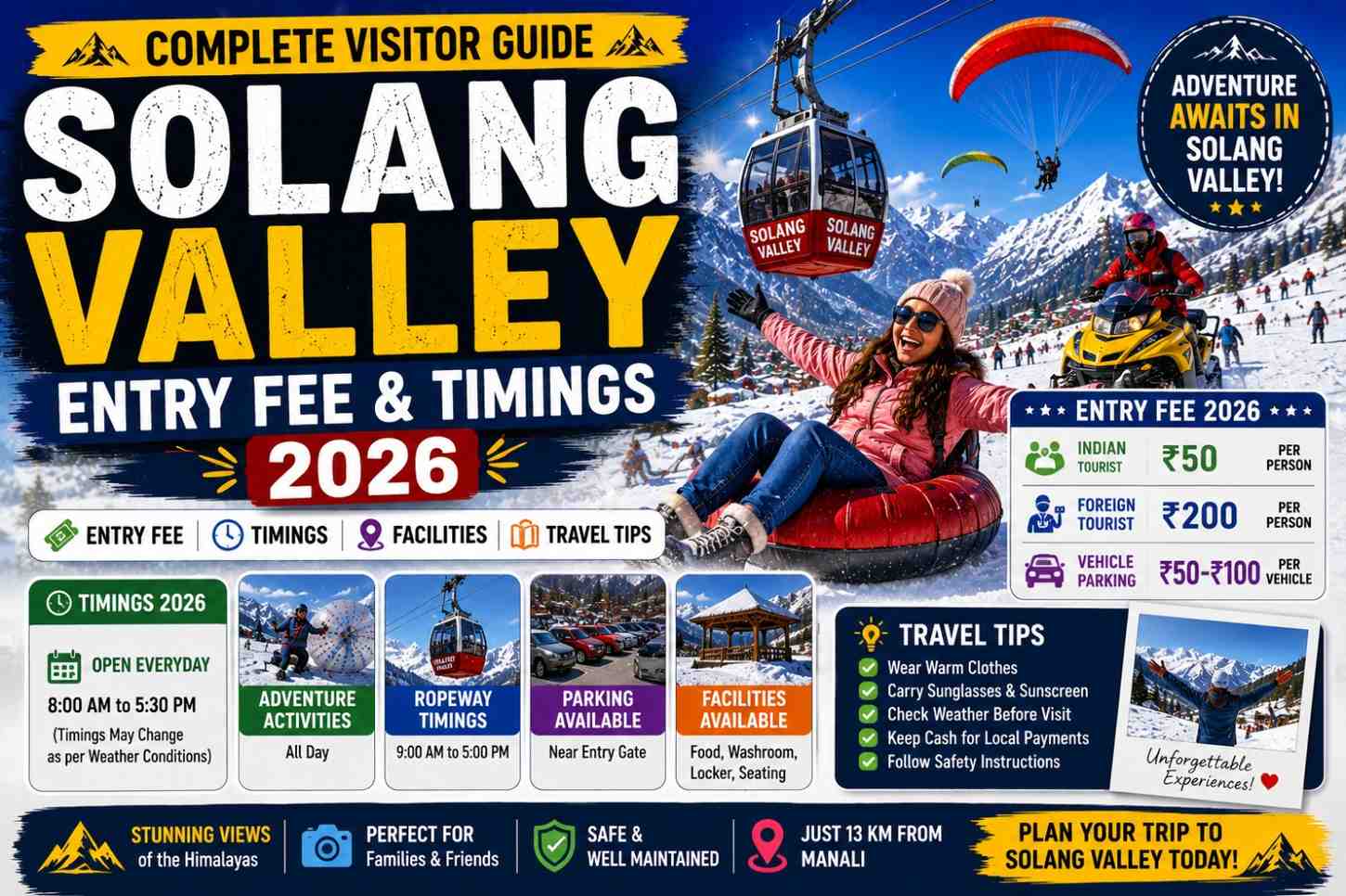 Solang Valley Entry Fee & Timings 2026 – Complete Visitor Guide