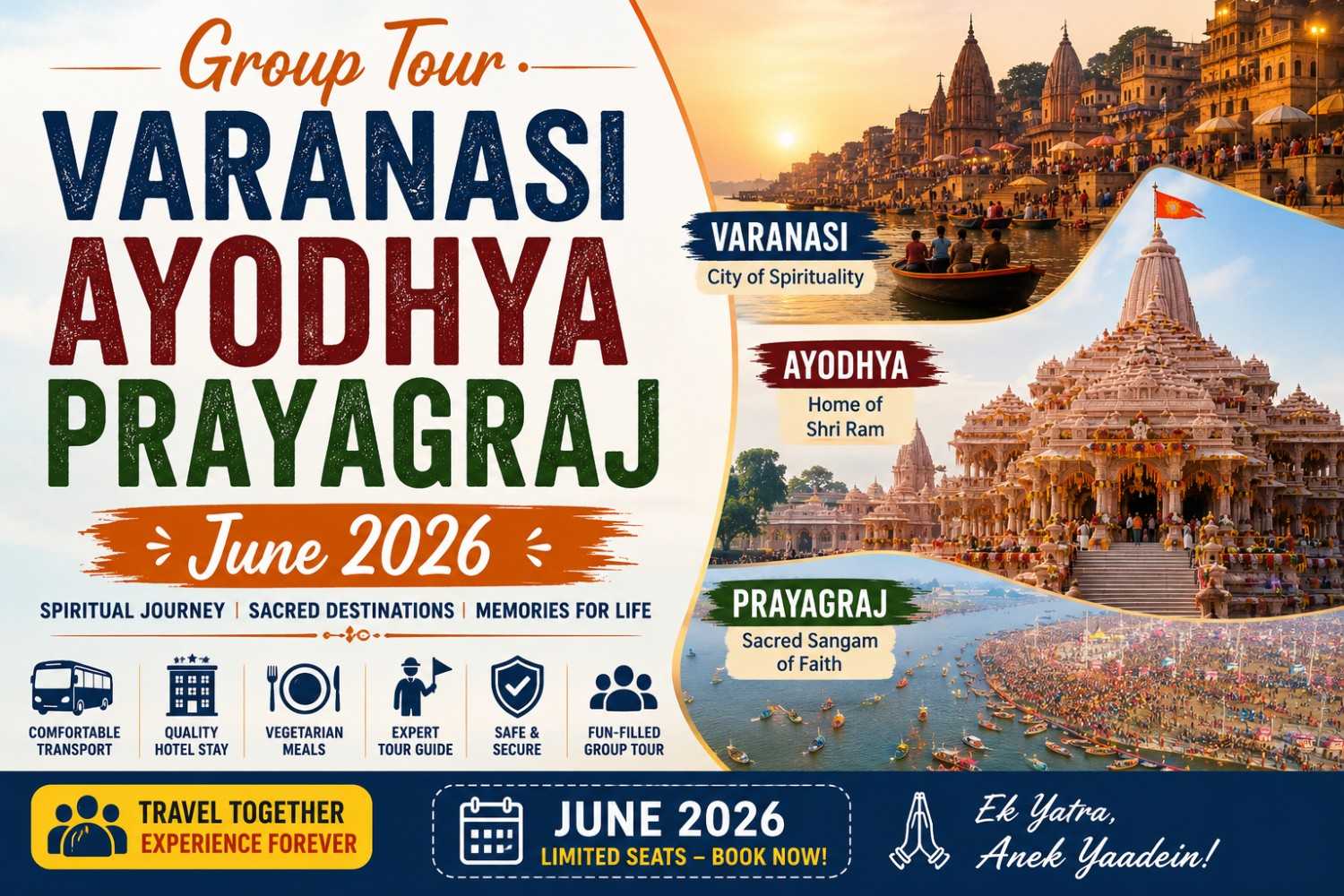 Group Tour Varanasi Ayodhya -Prayagraj  June